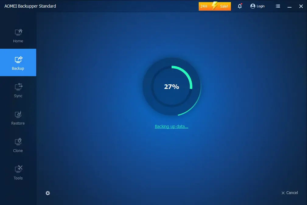 Backing up data AOMEI backupper