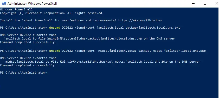 Backup DNS server PowerShell