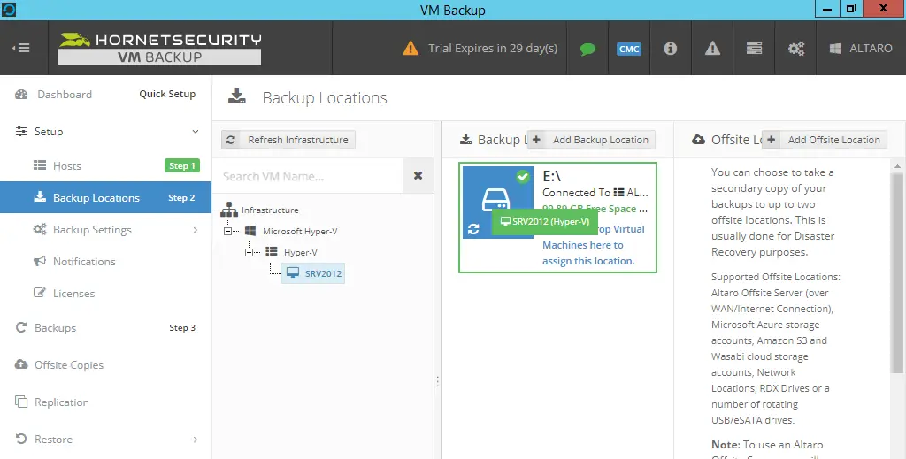 Backup Hyper-V VMs Altaro