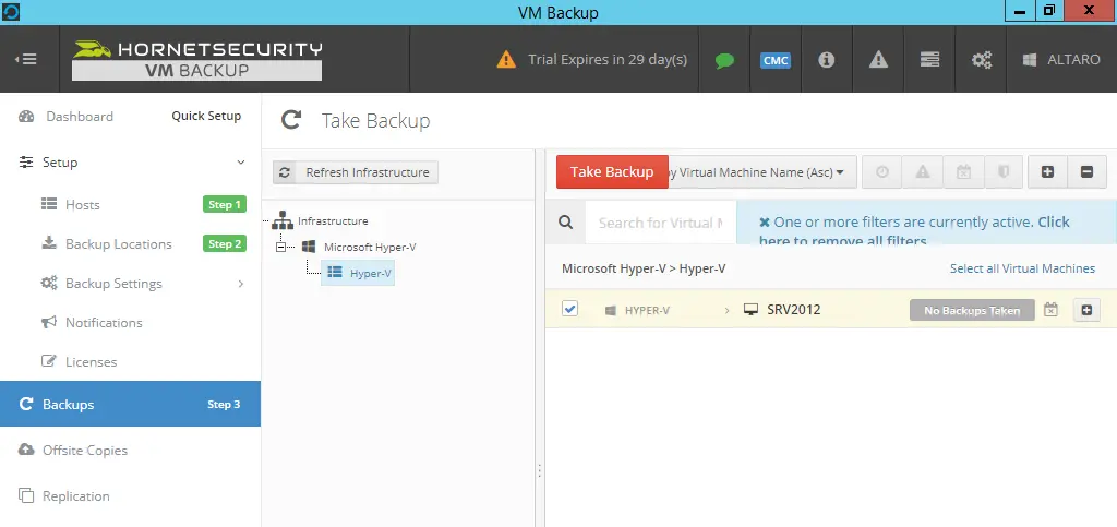 Backup Hyper-V VMs in Altaro