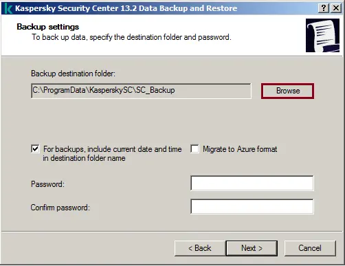 Backup Kaspersky Security Center Data