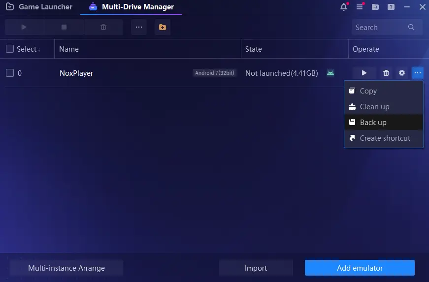 Backup data Nox Player