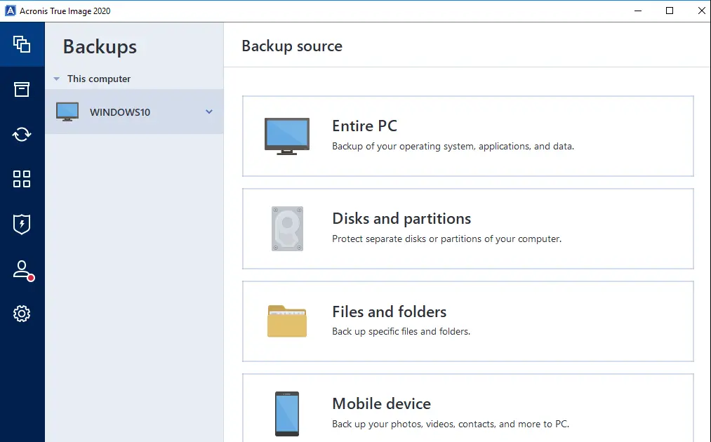 Backup entire computer Acronis