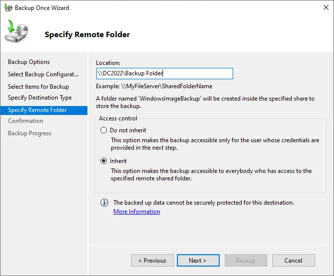 Backup once specify remote folder