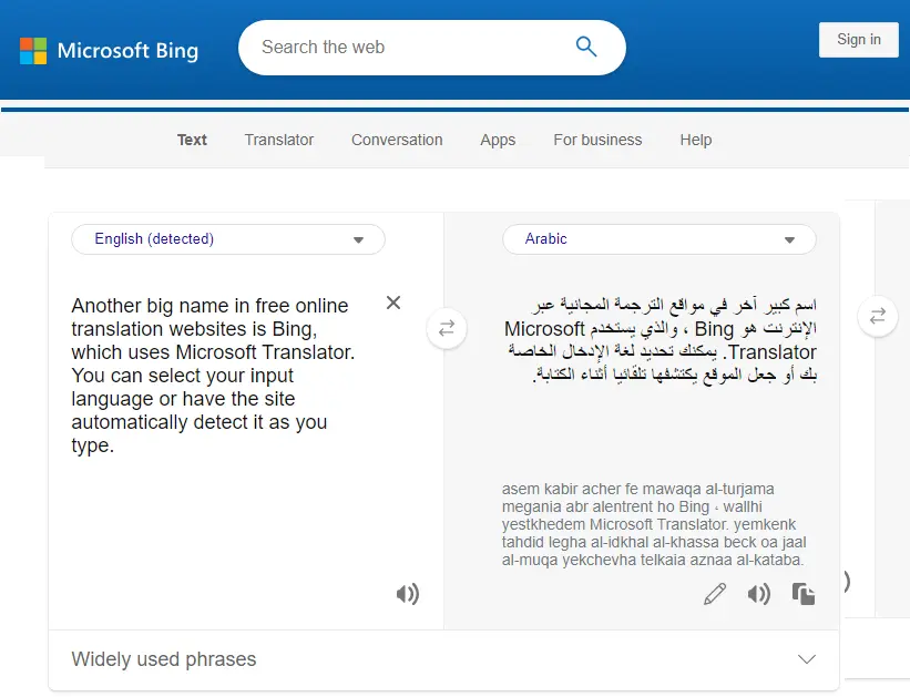 Bing translator
