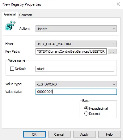 Block USB device new registry