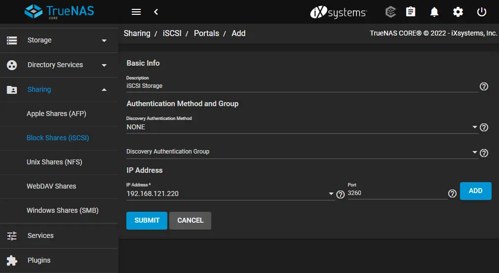 Block shares portal truenas