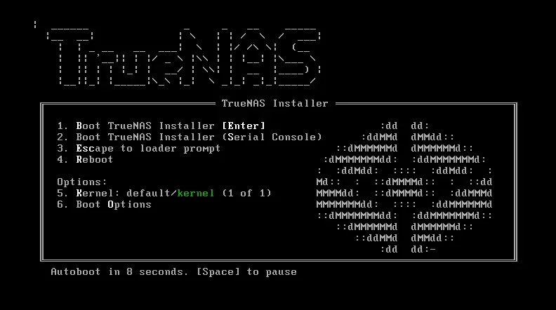 Boot TrueNAS installer