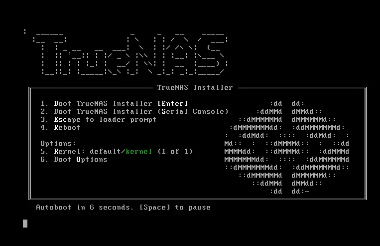 Boot TrueNAS installer