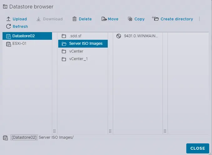 Browse ESXi datastore