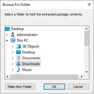 Browse for folder extract
