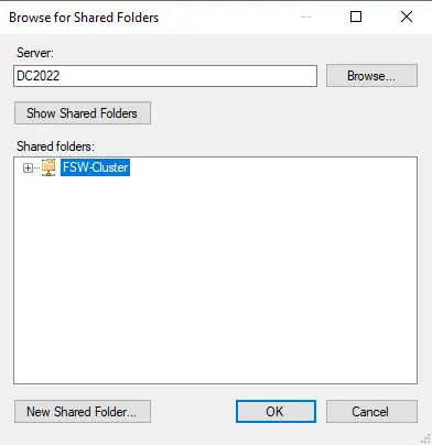 Browse the shared folder FSW