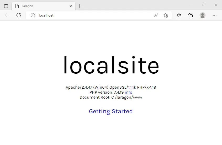 Browser localhost Laragon
