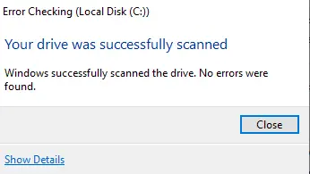 CHKDSK successfully scanned