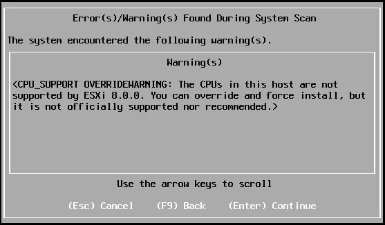 CPU support overridewarning