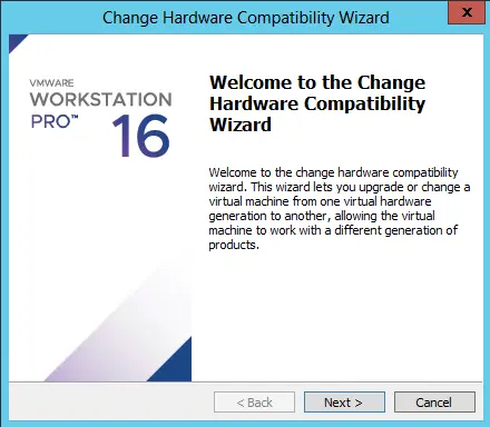 Change hardware compatibility wizard