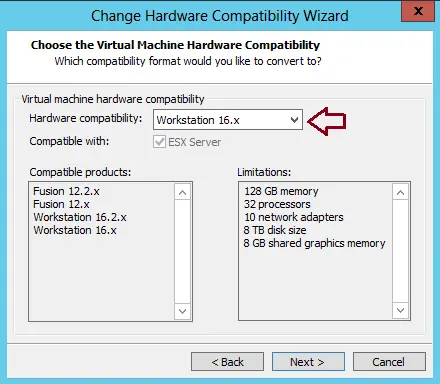 Change hardware compatibility