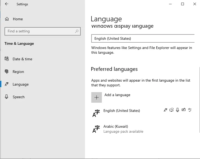 Change language in server 2022