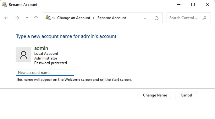 Change username in Windows 11