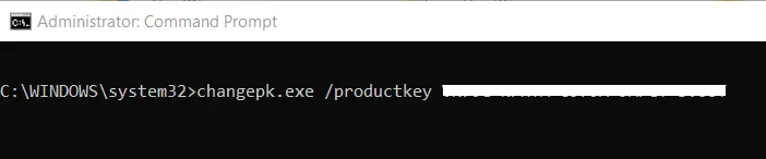 Changepk.exe productkey cmd