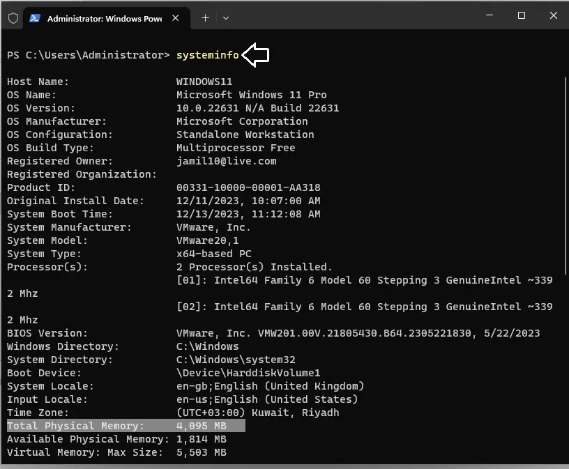 Check RAM Using Windows PowerShell