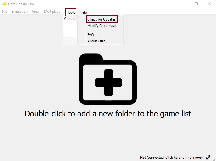 Check for update Citra emulator