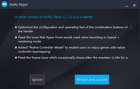 Check for update MuMu player