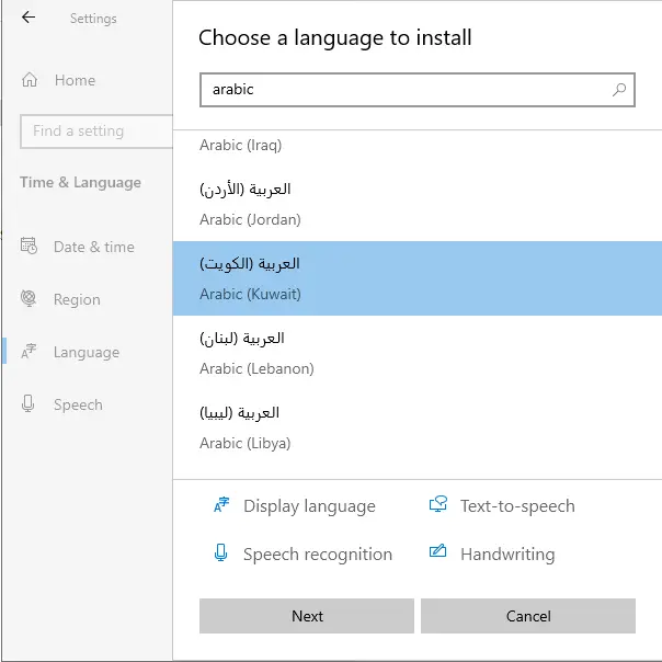 Choose a language to install