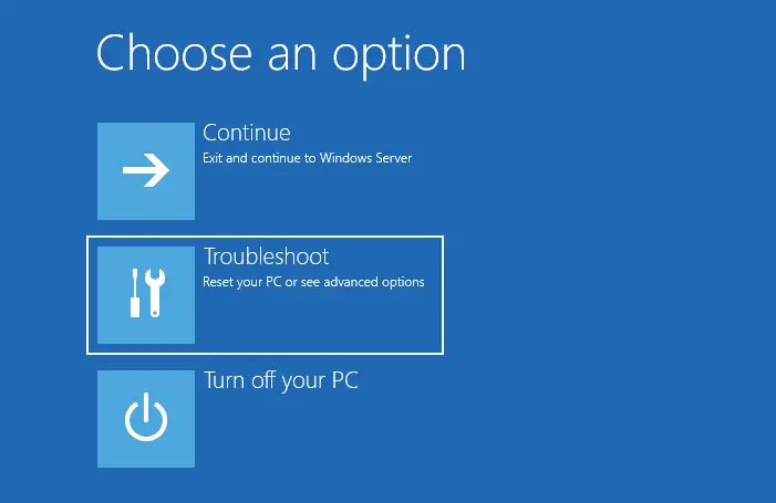 Choose an option troubleshoot