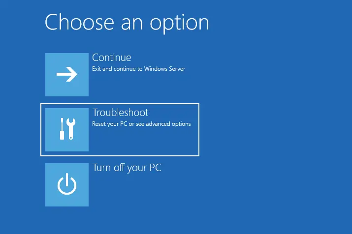 Choose an option troubleshoot