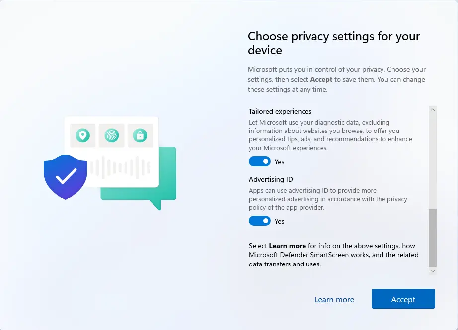 Choose privacy settings for your device