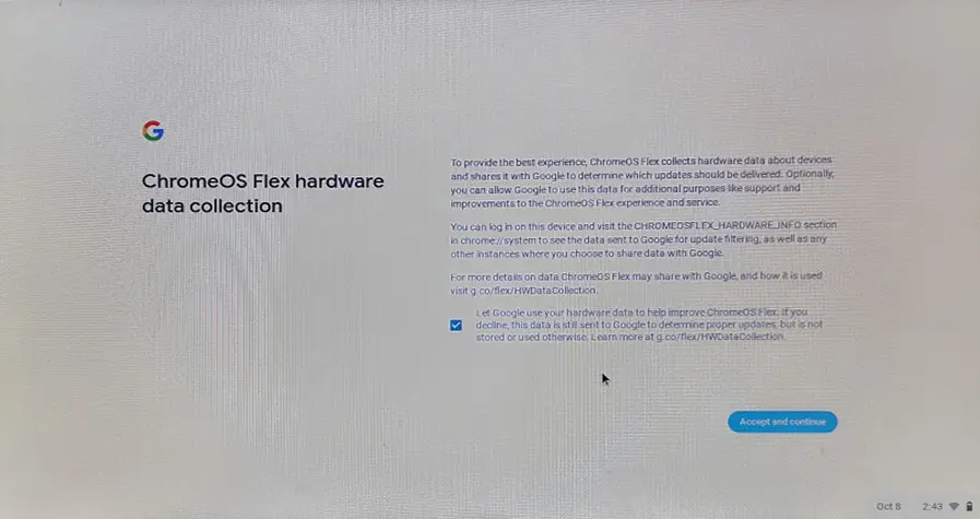 Chrome OS Flex hardware data collection