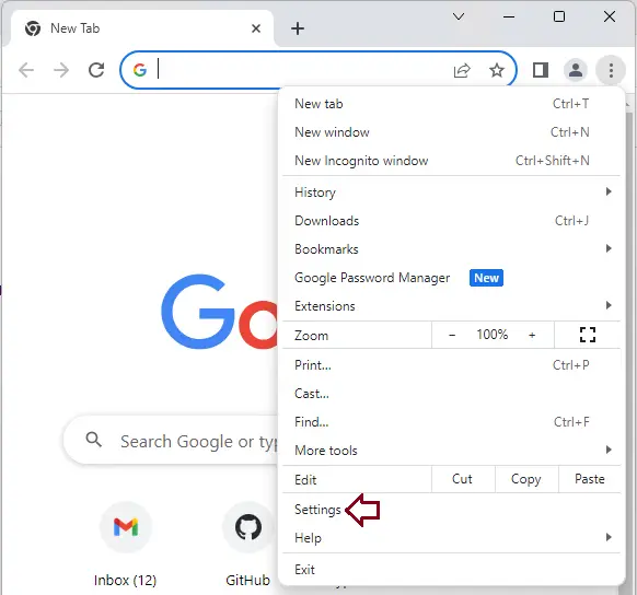 Chrome browser options and settings