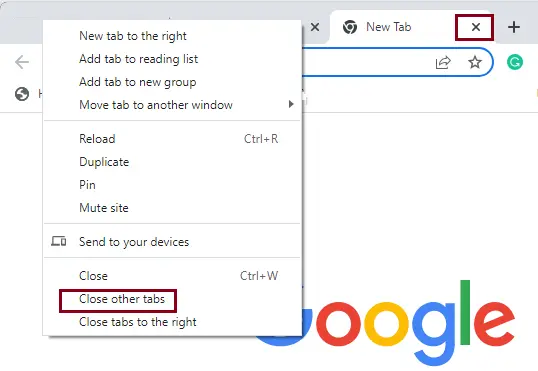 Chrome close other tabs
