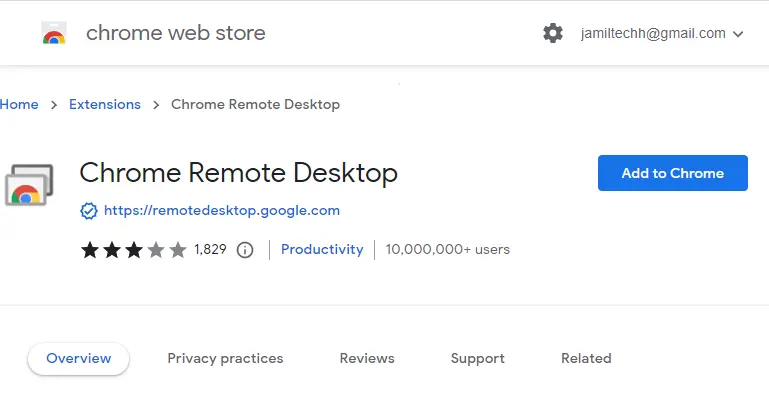 Chrome remote desktop extension