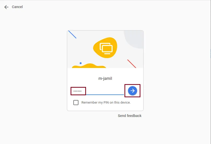 Chrome remote enter pin