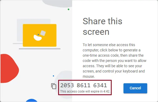 Chrome remote share this screen