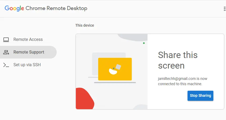 Chrome remote share this screen