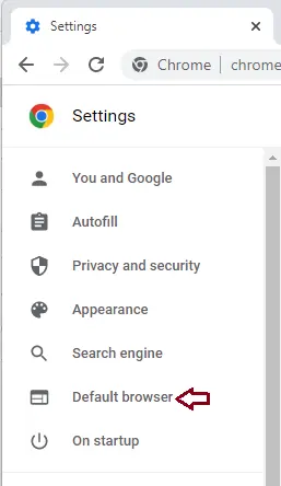 Chrome settings default browser