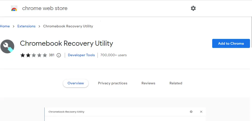 Chromebook recovery utility