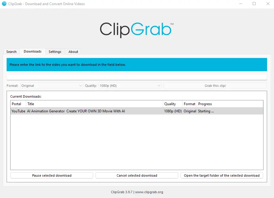 ClipGrab download Youtube videos