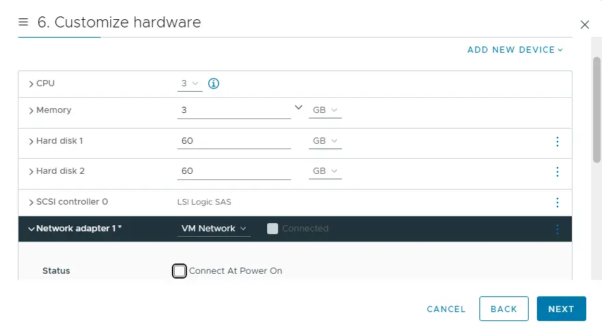 Clone VM customize hardware