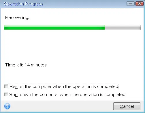 Clone disk operation progress