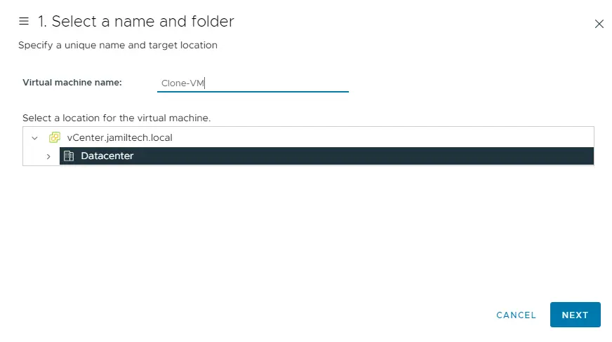 Clone virtual machine VMware