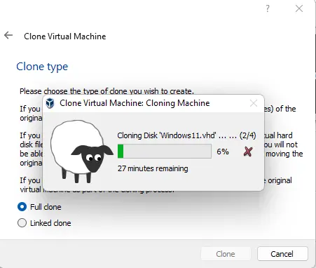 Cloning virtual machine virtualbox