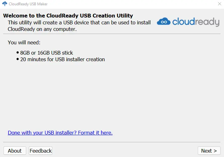 CloudReady USB creator utility