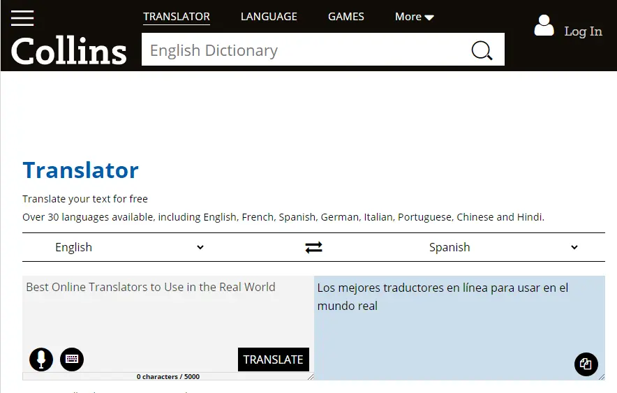 Collins dictionary website