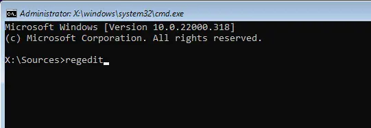 Command prompt regedit