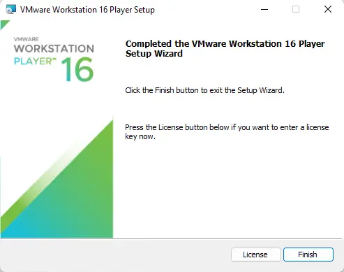 Completed the VMware player setup