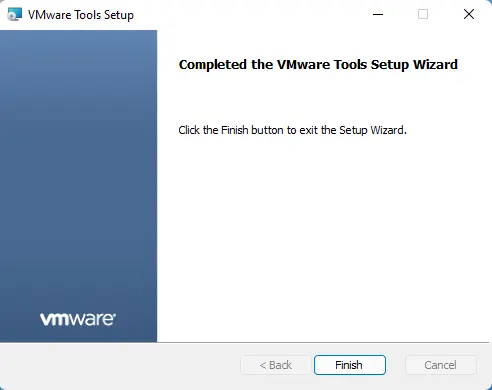 Completed the VMware tools setup